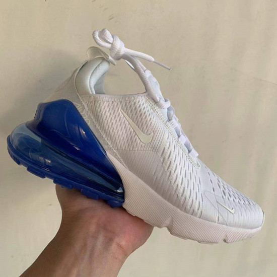 Women's Hot sale Running weapon Air Max 270 White/Blue Shoes 082